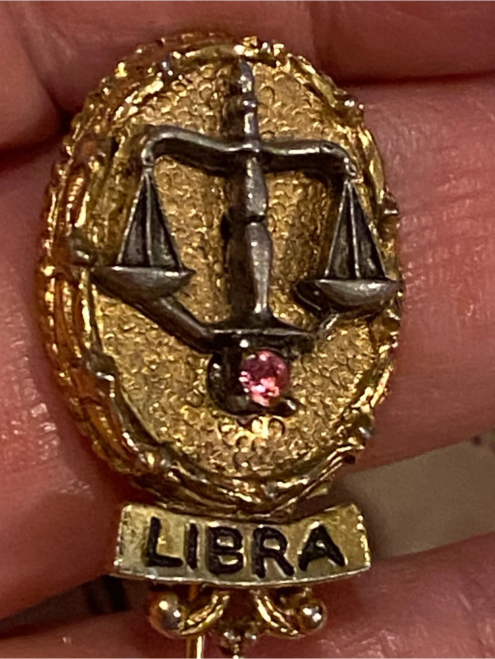 Vintage Signed ART Libra Zodiac Stick Pin Mid-Century Costume Jewelry